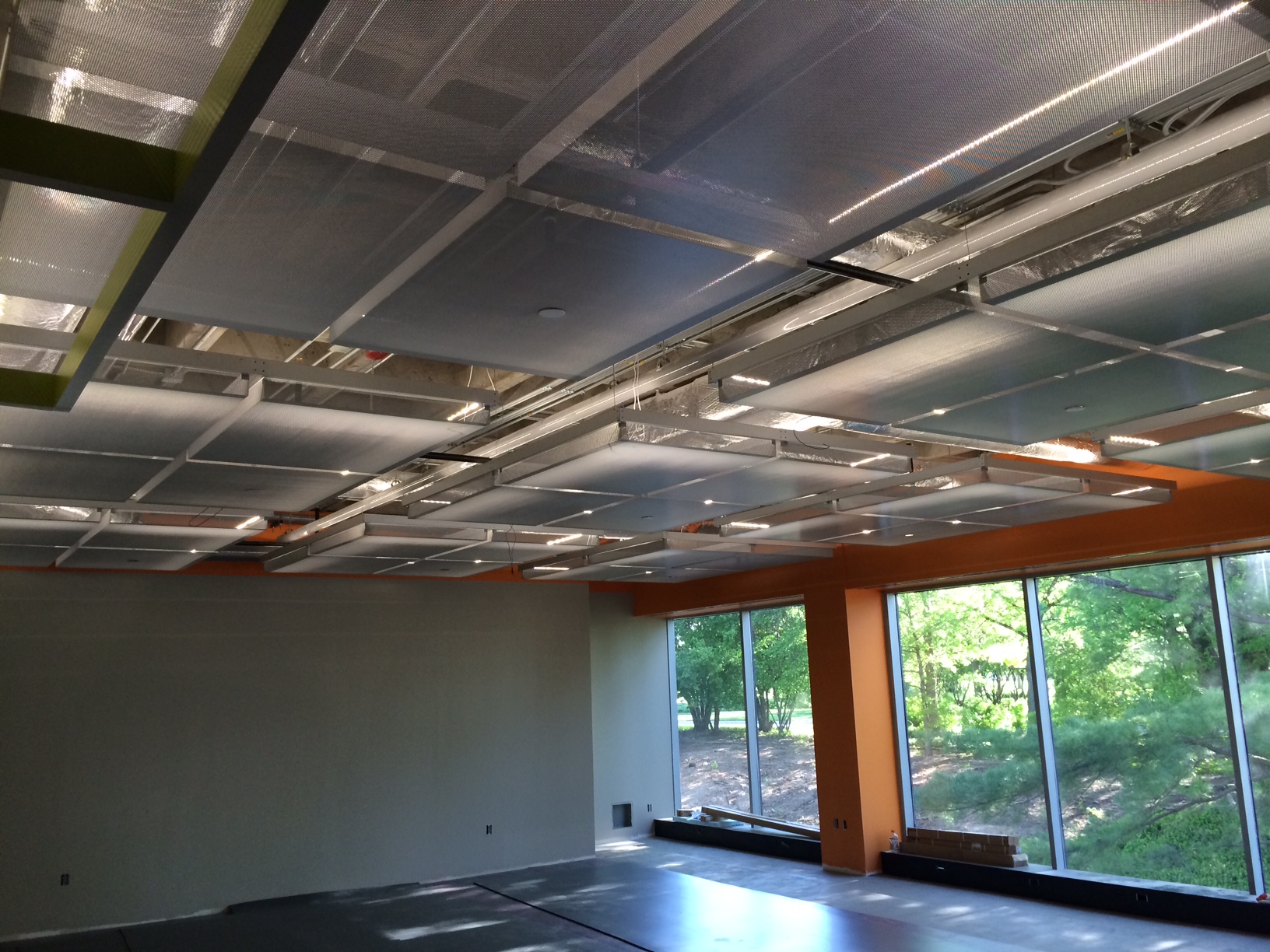 Perforated Cieling Panels and Grid System- ACT Wellness Center, Iowa City IA