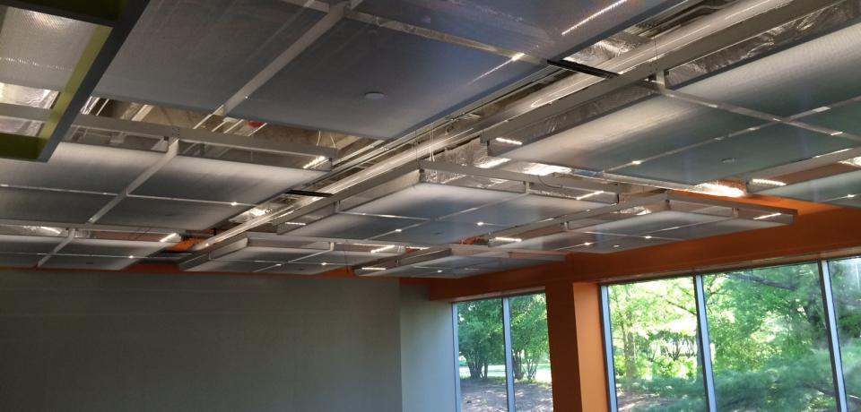 Perforated Ceiling Panels and Grid System- ACT Wellness Center, Iowa City IA